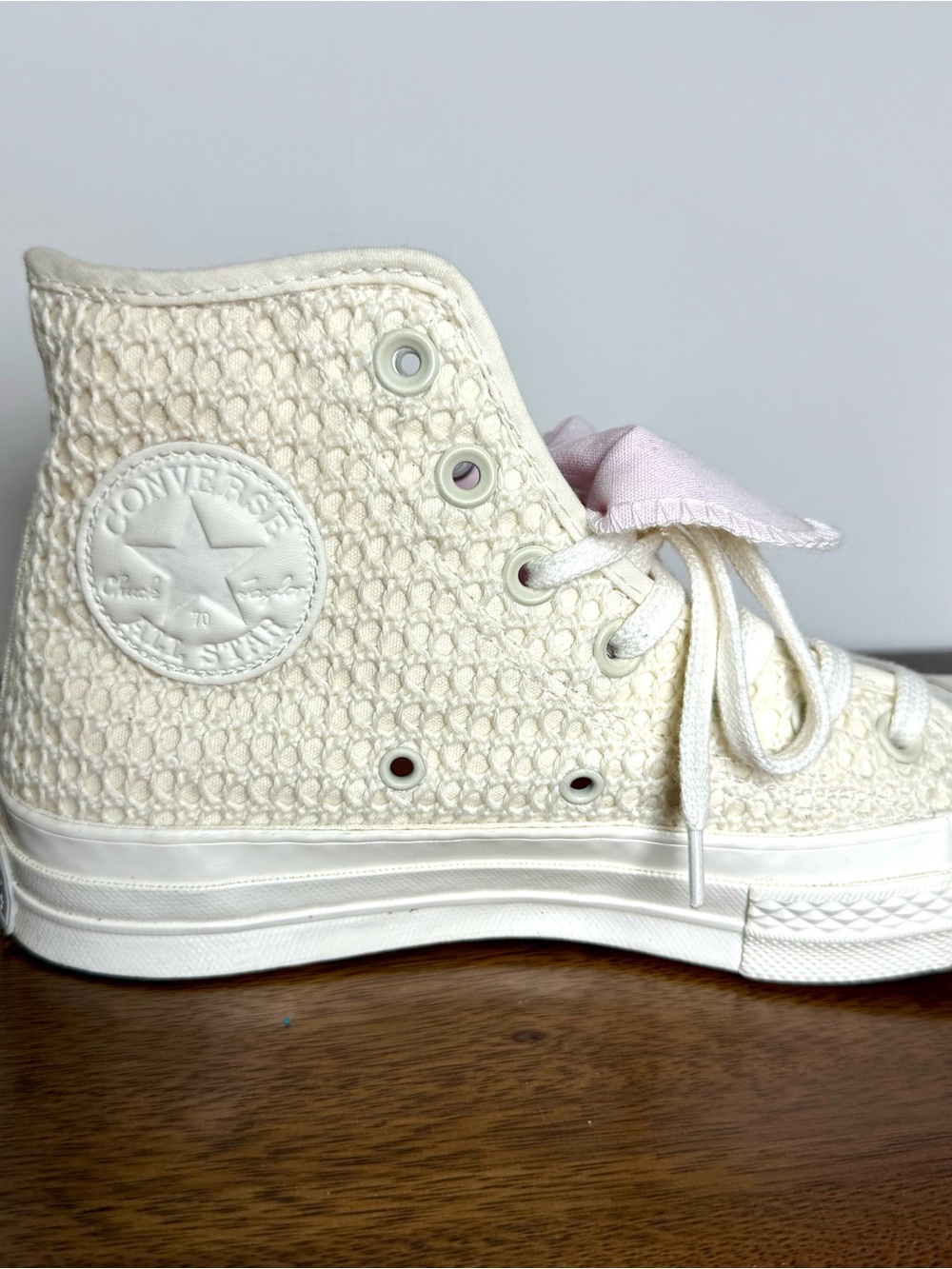Converse Chuck 70 Crochet High Top Sneakers Cream Pink Women’s 8 - Picture 5 of 9